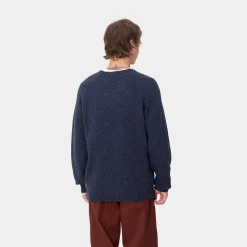 Strick>Carhartt WIP Anglistic Sweater Speckled Air Force Blue