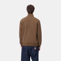 Sweats>Carhartt WIP Chase Neck Zip Sweatshirt Chocolate / Gold