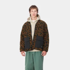 Jacken & Mäntel>Carhartt WIP Devin Liner Camo Leo Jacquard, Tamarind / Black