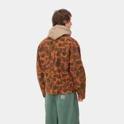 Jacken & Mäntel>Carhartt WIP Duck Detroit Jacket Camo Duck, Green / Turmeric