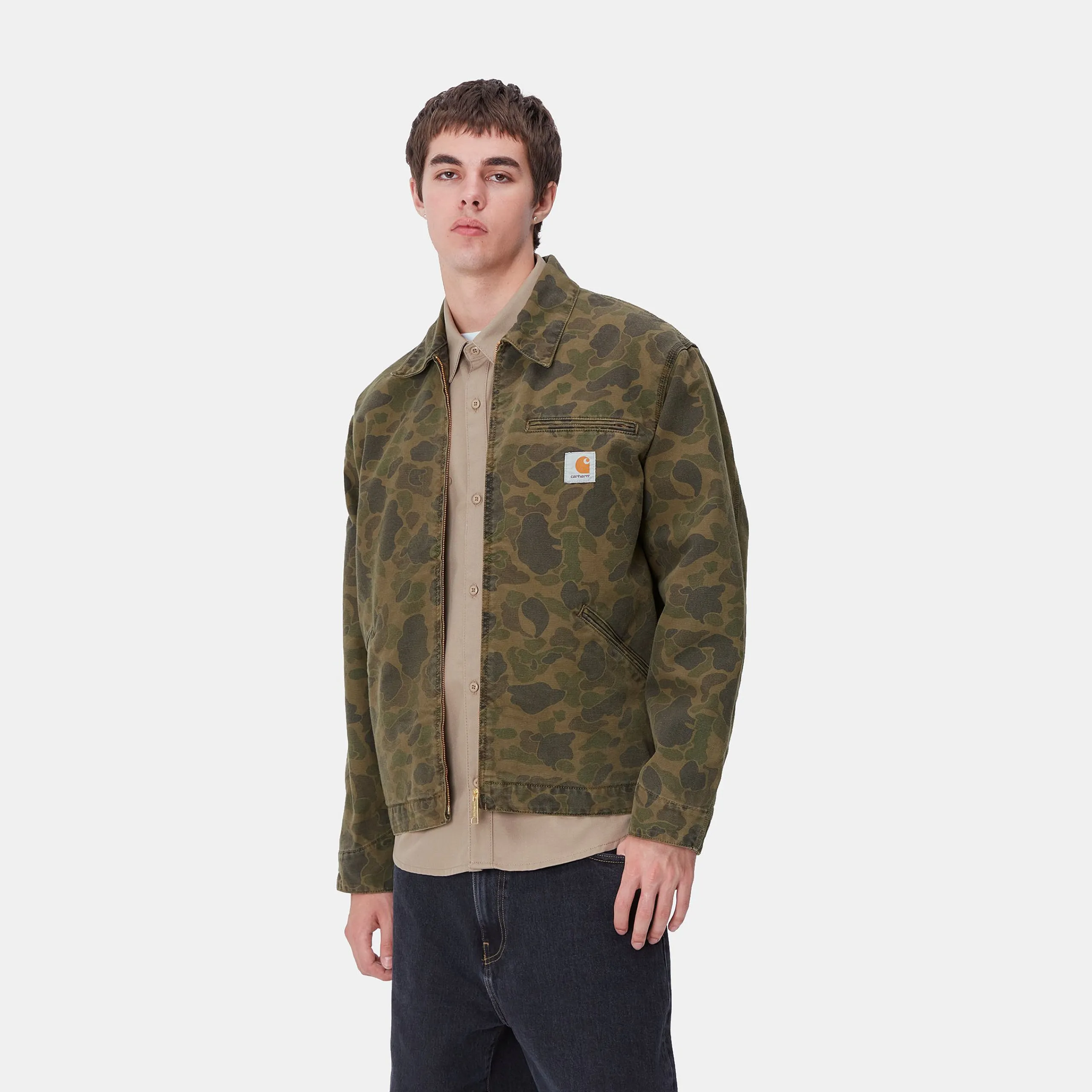 Jacken & Mäntel>Carhartt WIP Duck Detroit Jacket Camo Duck, Green / Office Green