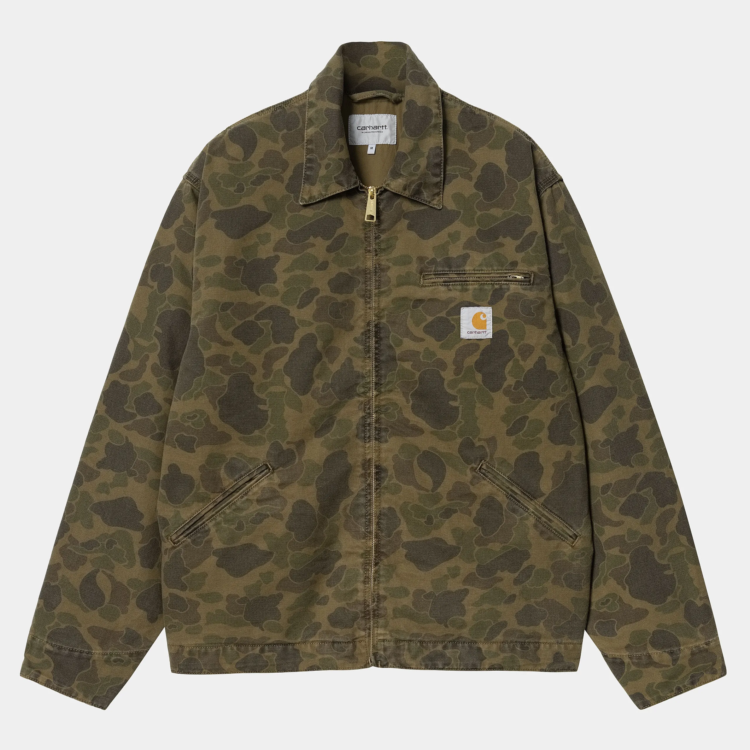 Jacken & Mäntel>Carhartt WIP Duck Detroit Jacket Camo Duck, Green / Office Green