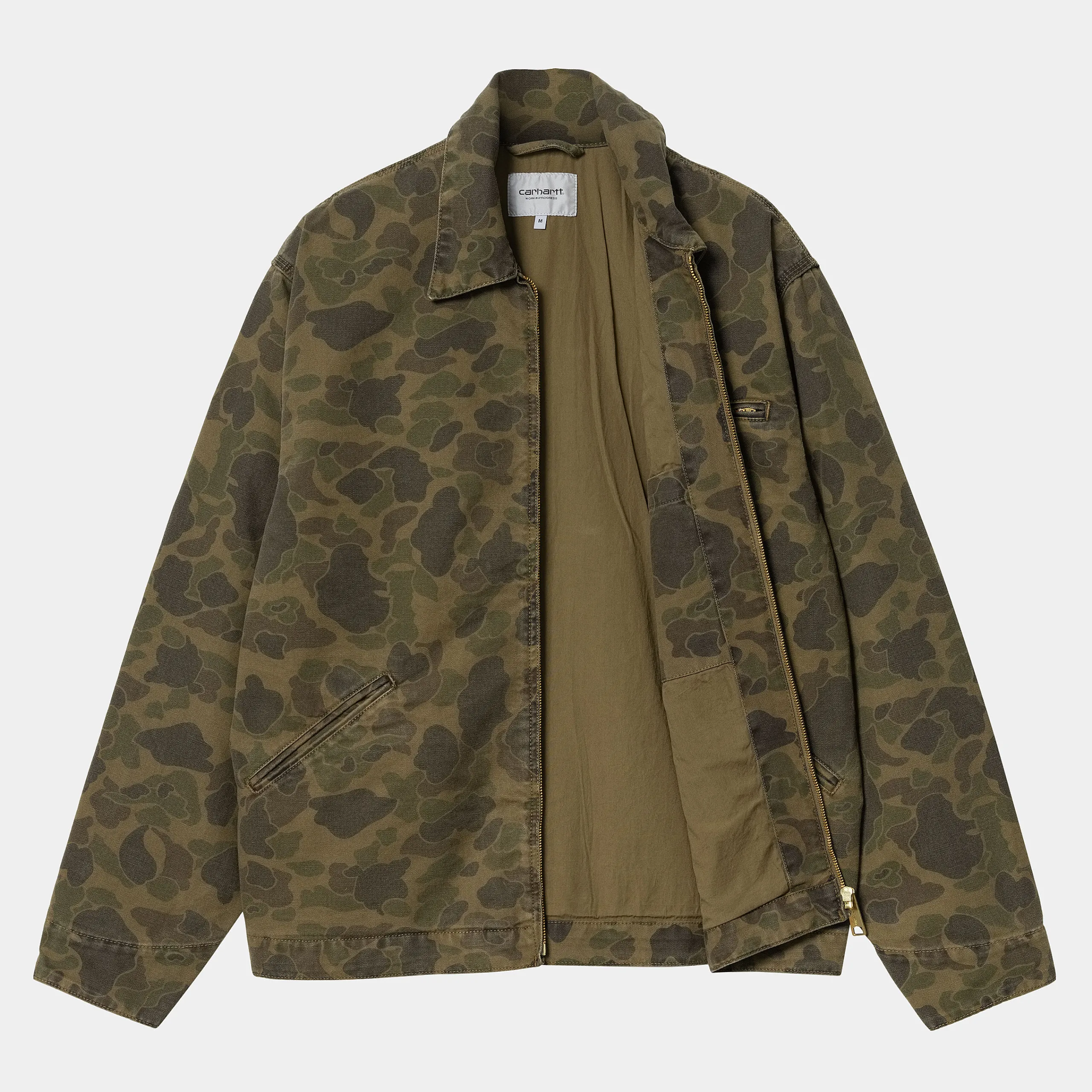Jacken & Mäntel>Carhartt WIP Duck Detroit Jacket Camo Duck, Green / Office Green