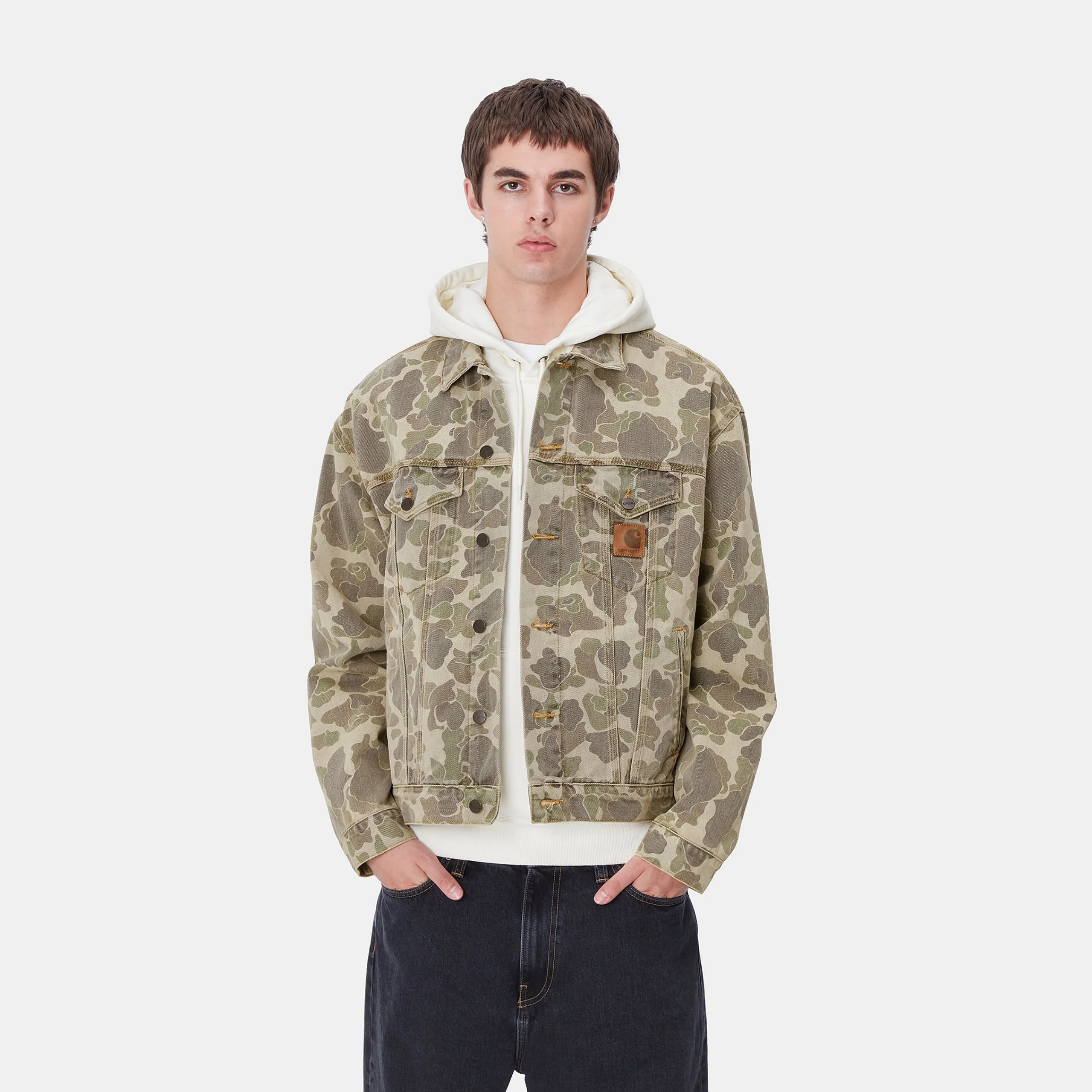 Jacken & Mäntel|Denim>Carhartt WIP Duck Helston Jacket Camo Duck, Black