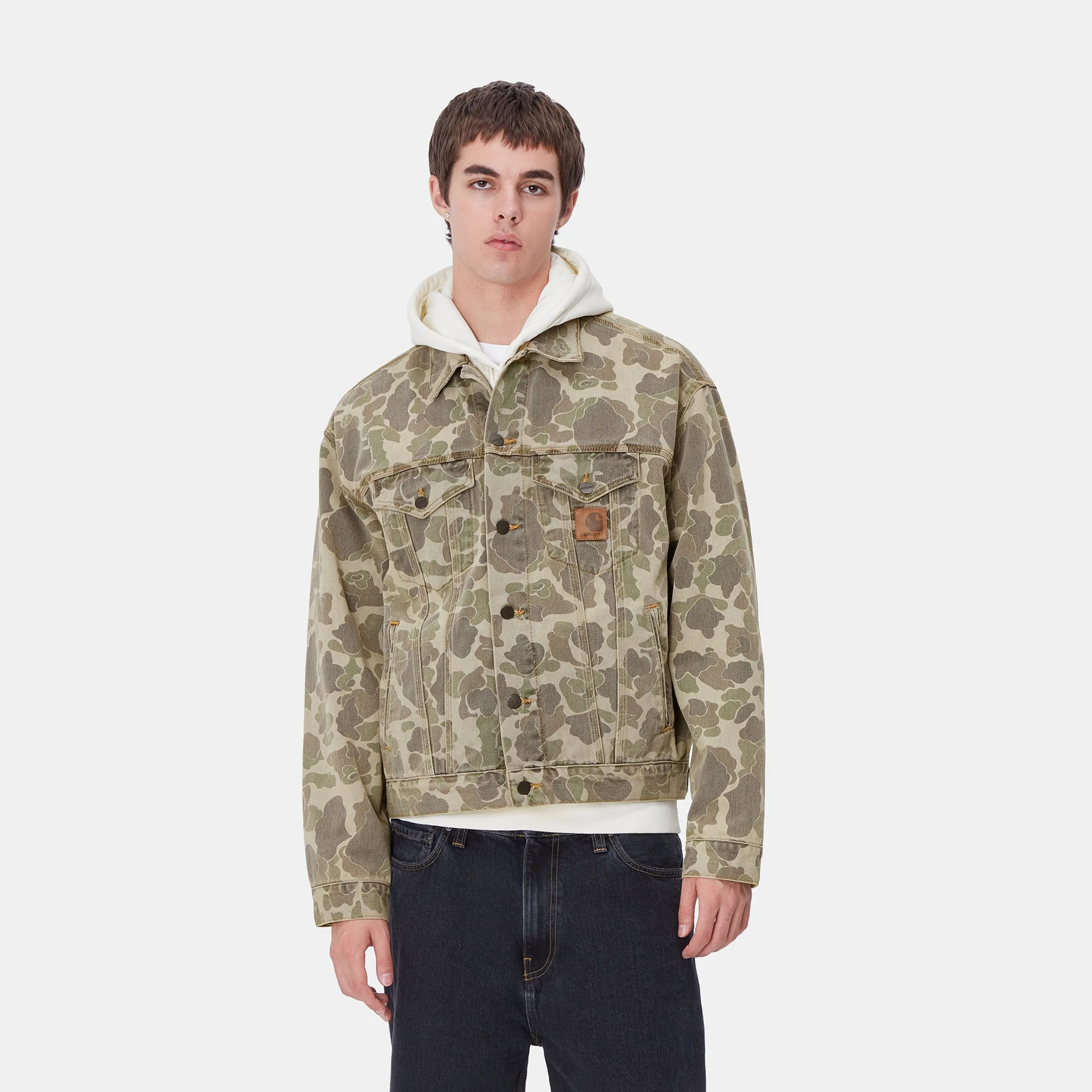 Jacken & Mäntel|Denim>Carhartt WIP Duck Helston Jacket Camo Duck, Black