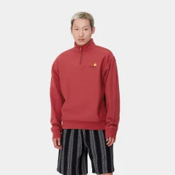 Sweats>Carhartt WIP Half Zip American Script Sweatshirt Tuscany