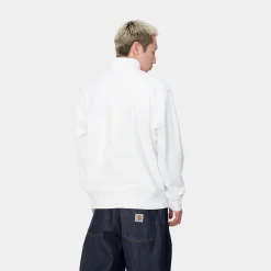 Sweats>Carhartt WIP Half Zip American Script Sweatshirt White