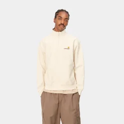 Sweats>Carhartt WIP Half Zip American Script Sweatshirt Natural