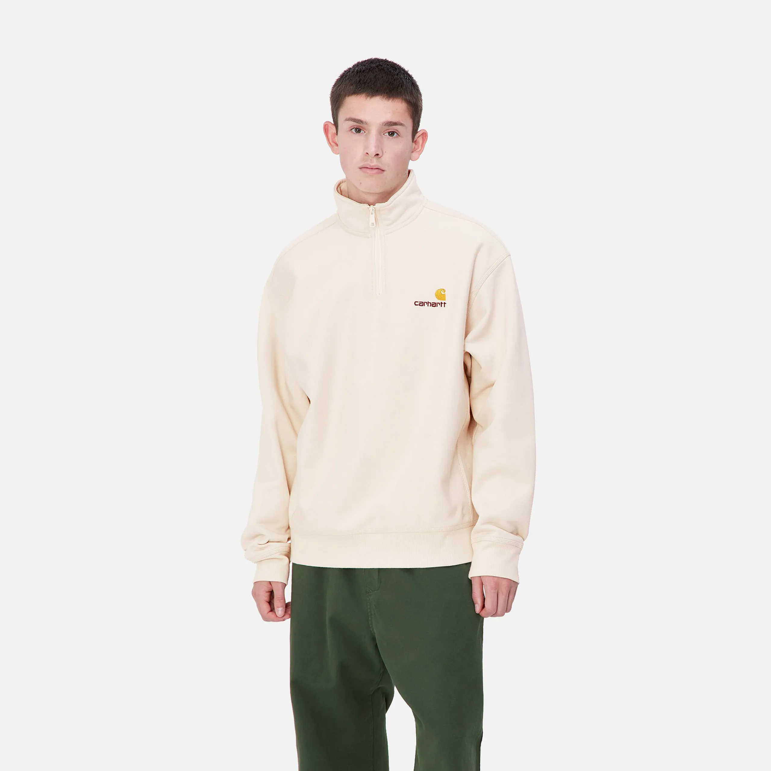 Sweats>Carhartt WIP Half Zip American Script Sweatshirt Moonbeam