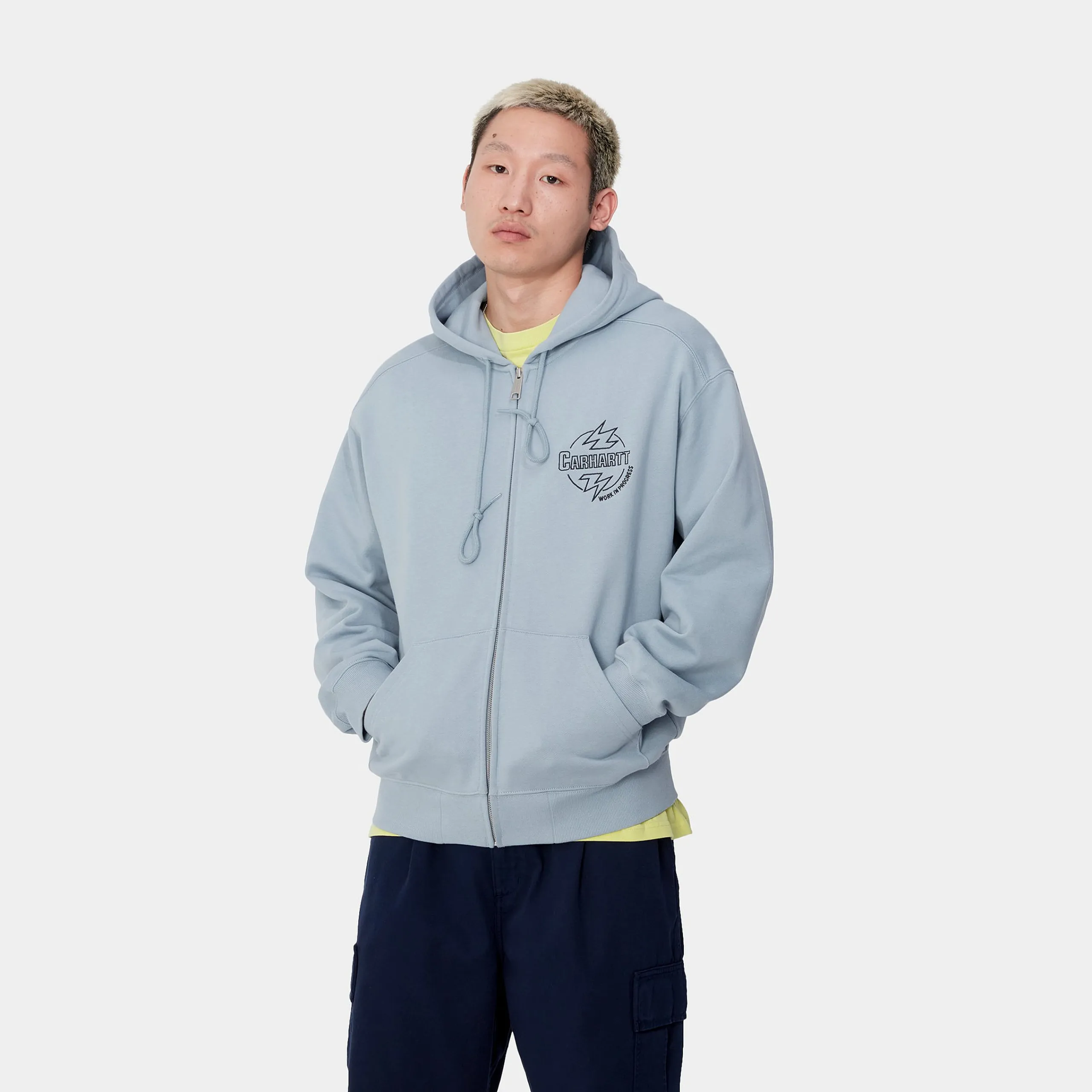 Sweats>Carhartt WIP Hooded Ablaze Jacket Misty Sky / Black