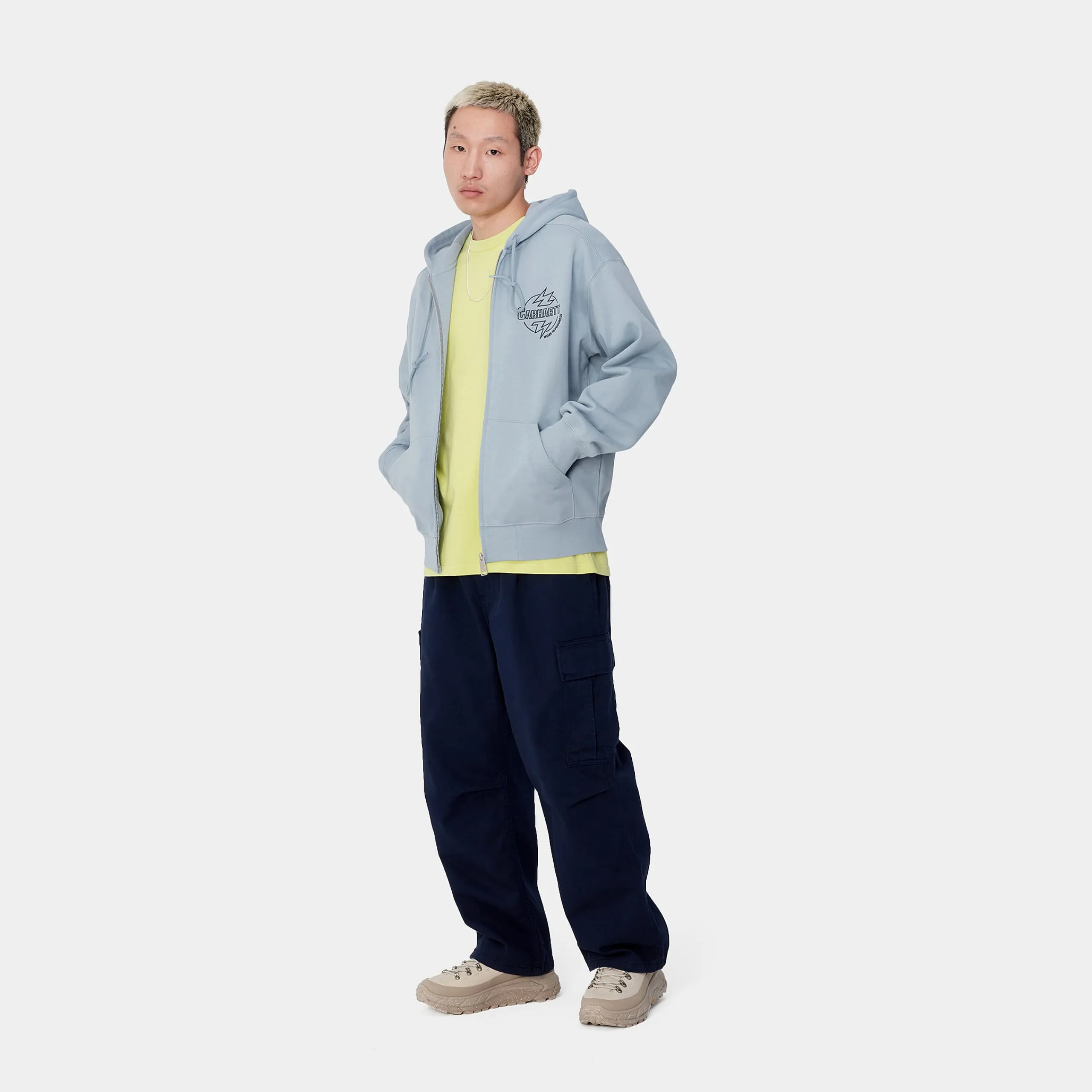 Sweats>Carhartt WIP Hooded Ablaze Jacket Misty Sky / Black