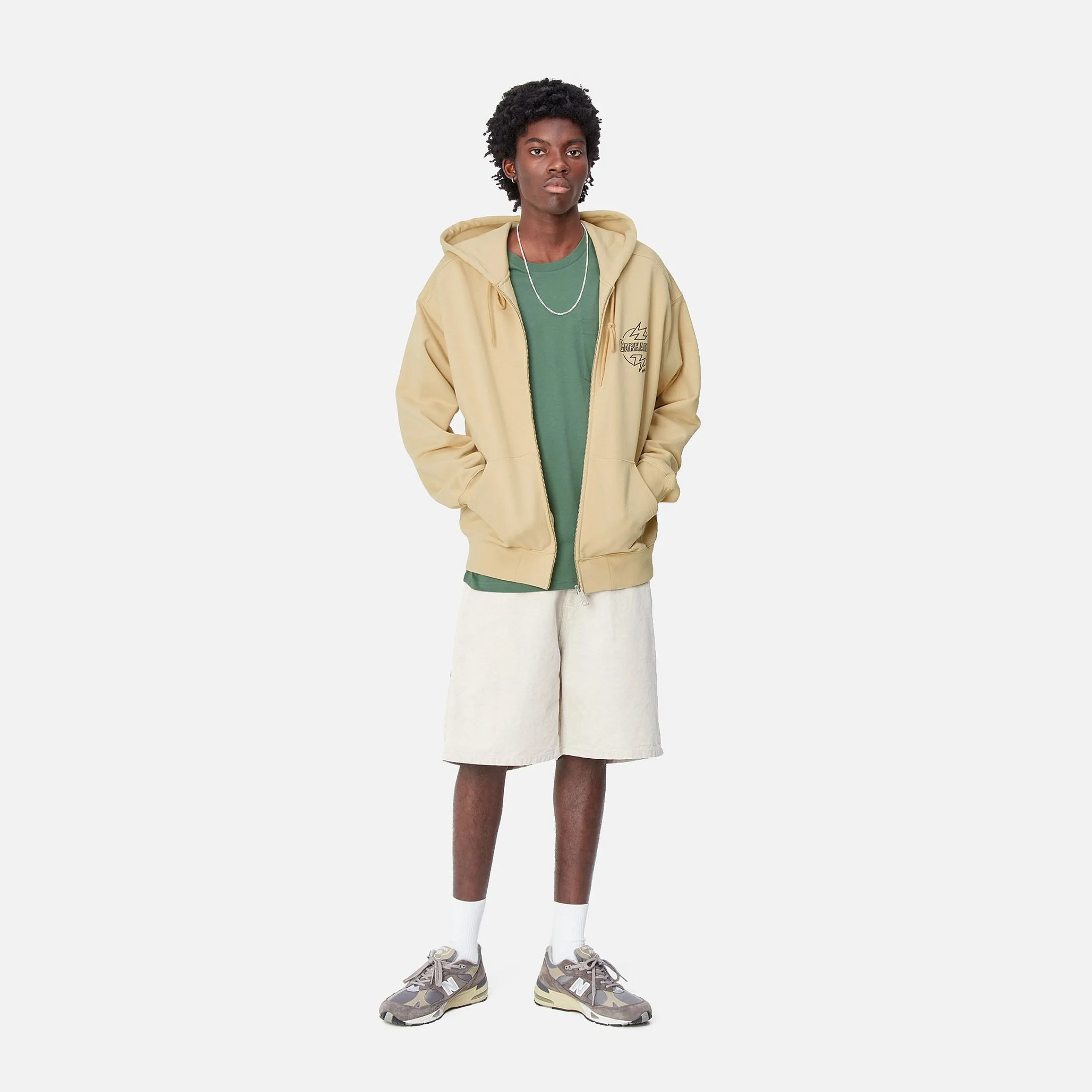 Sweats>Carhartt WIP Hooded Ablaze Jacket Cornsilk / Air Force Blue