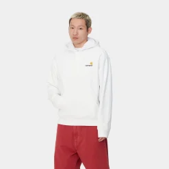 Sweats>Carhartt WIP Hooded American Script Sweatshirt White