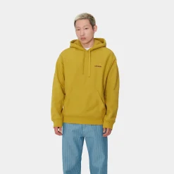 Sweats>Carhartt WIP Hooded American Script Sweatshirt Golden Olive