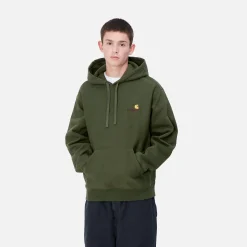 Sweats>Carhartt WIP Hooded American Script Sweatshirt Tarragon