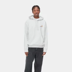 Sweats>Carhartt WIP Hooded American Script Sweatshirt Ash Heather