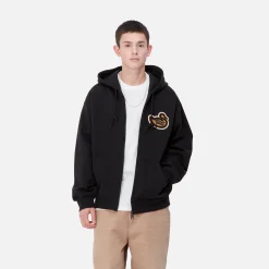 Sweats>Carhartt WIP Hooded Brown Ducks Jacket Black