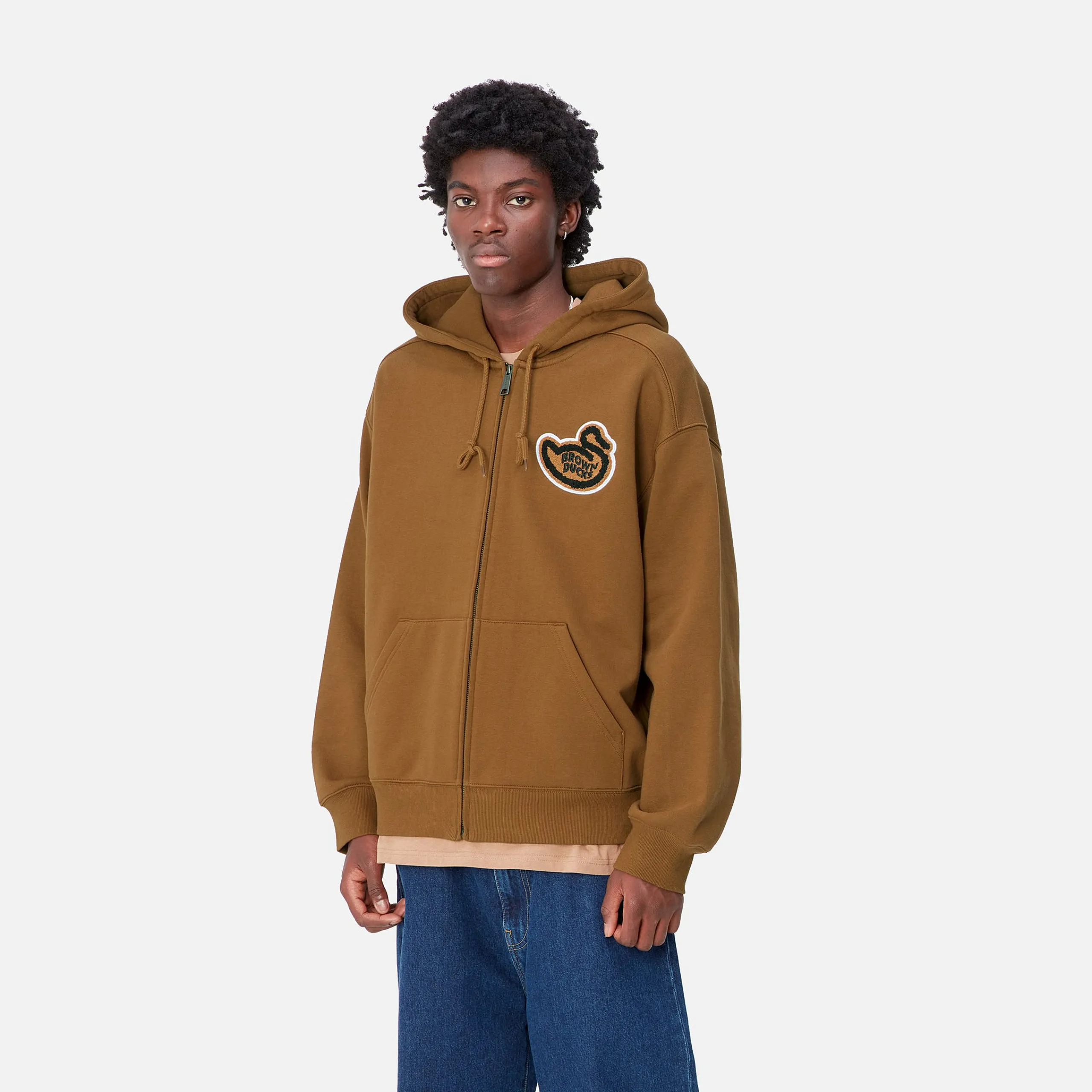 Sweats>Carhartt WIP Hooded Brown Ducks Jacket Hamilton Brown