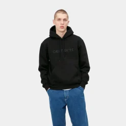 Sweats>Carhartt WIP Hooded Carhartt Sweatshirt Black / Black