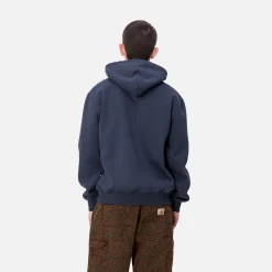 Sweats>Carhartt WIP Hooded Carhartt Sweatshirt Air Force Blue / Malbec