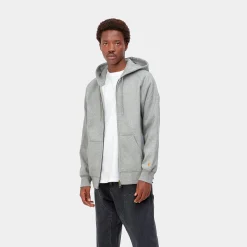 Sweats>Carhartt WIP Hooded Chase Jacket Grey Heather / Gold