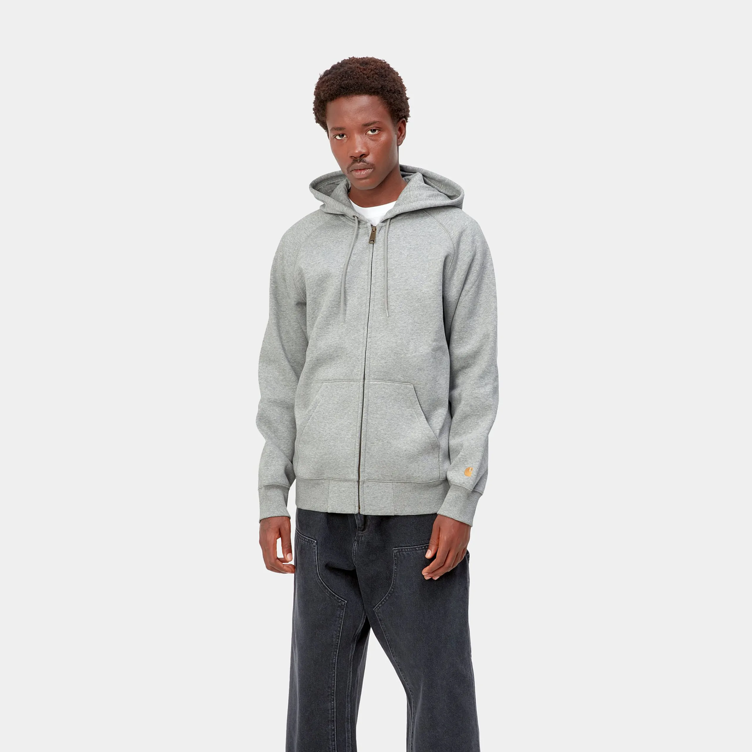 Sweats>Carhartt WIP Hooded Chase Jacket Grey Heather / Gold