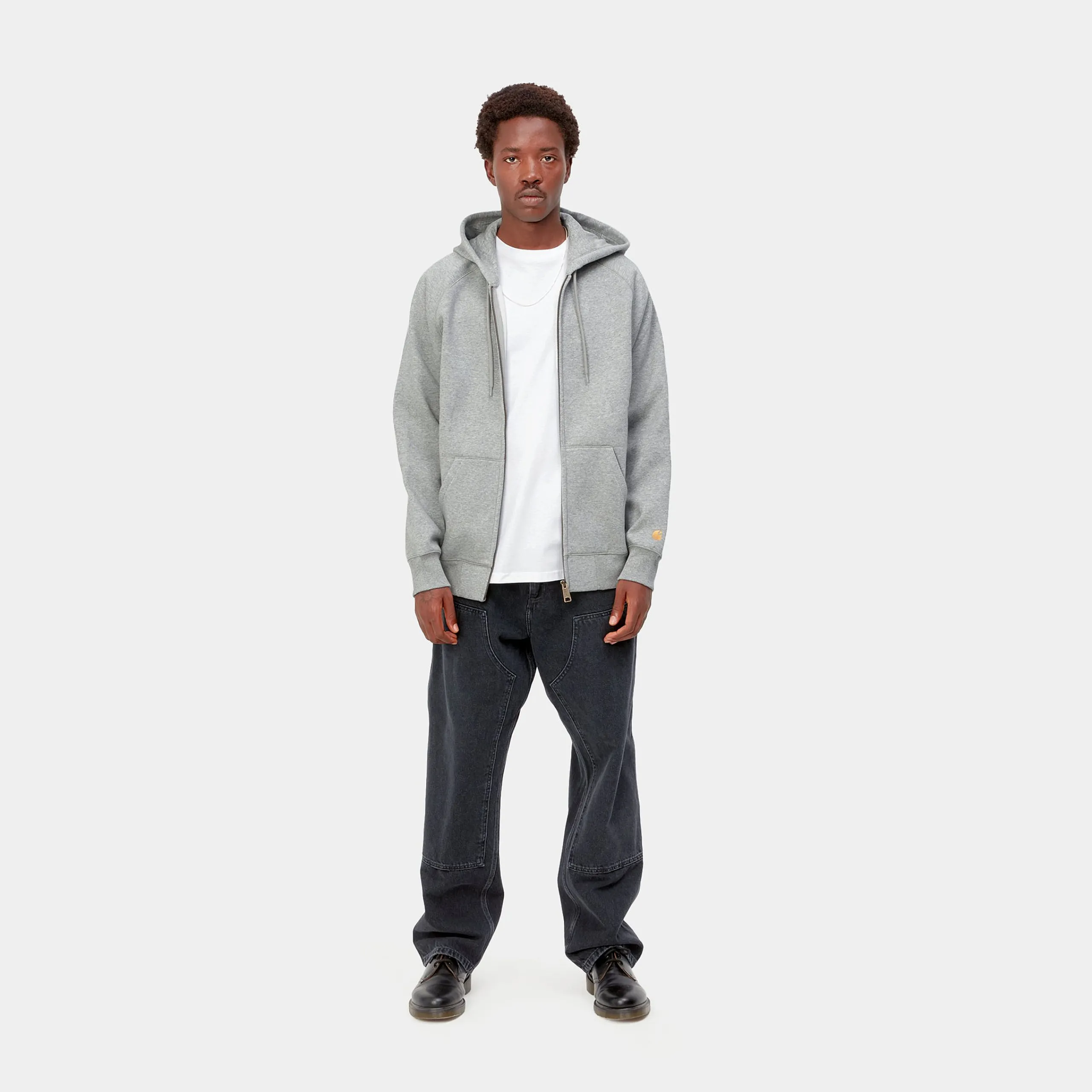 Sweats>Carhartt WIP Hooded Chase Jacket Grey Heather / Gold