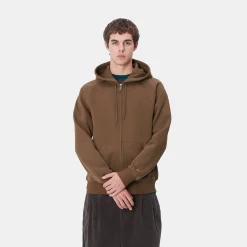 Sweats>Carhartt WIP Hooded Chase Jacket Chocolate / Gold