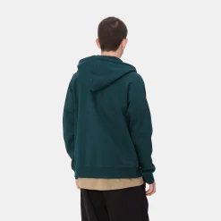 Sweats>Carhartt WIP Hooded Chase Jacket Duck Blue / Gold