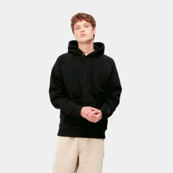 Sweats>Carhartt WIP Hooded Chase Sweatshirt Black / Gold