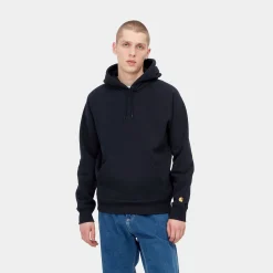Sweats>Carhartt WIP Hooded Chase Sweatshirt Dark Navy / Gold