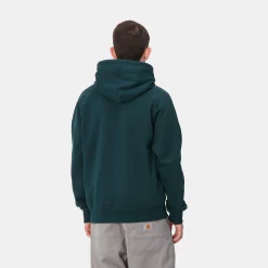 Sweats>Carhartt WIP Hooded Chase Sweatshirt Duck Blue / Gold