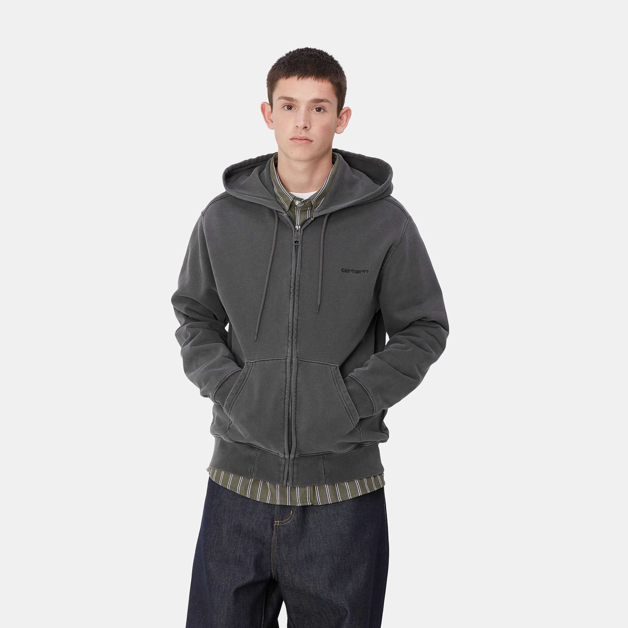 Sweats>Carhartt WIP Hooded Duster Script Jacket Black
