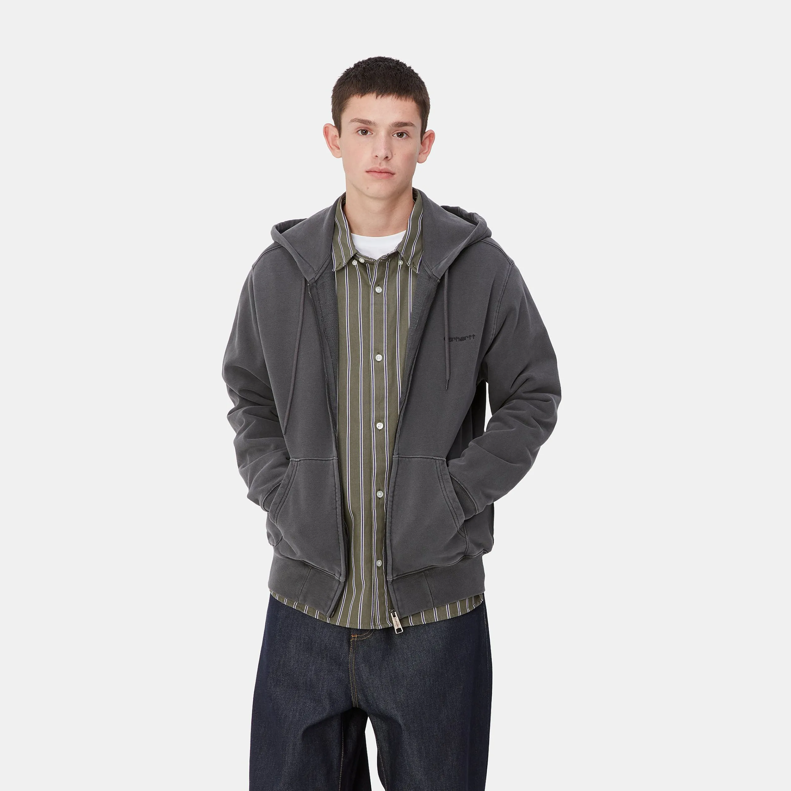 Sweats>Carhartt WIP Hooded Duster Script Jacket Black