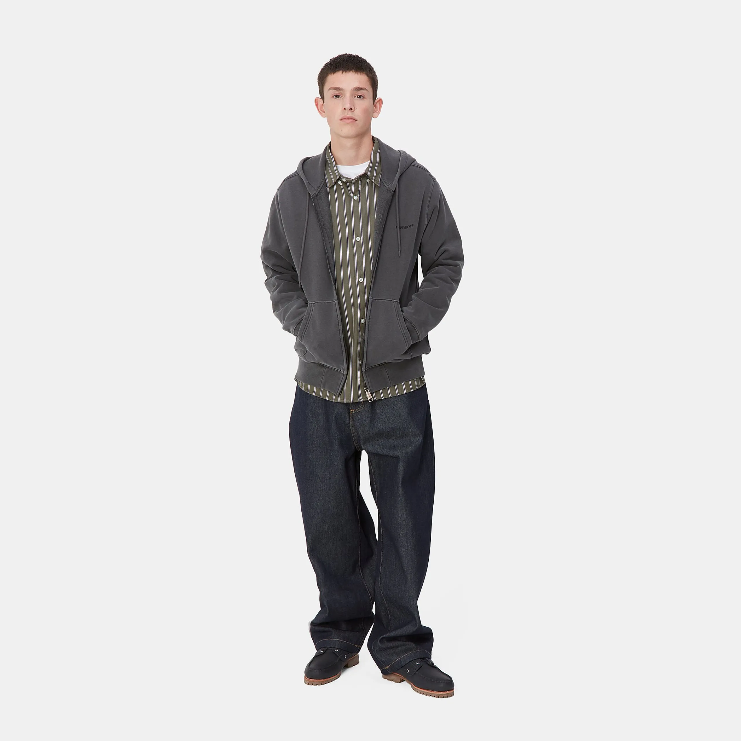 Sweats>Carhartt WIP Hooded Duster Script Jacket Black
