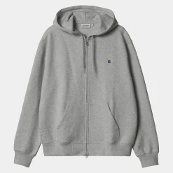 Sweats>Carhartt WIP Hooded Madison Jacket Grey Heather/Dark Navy