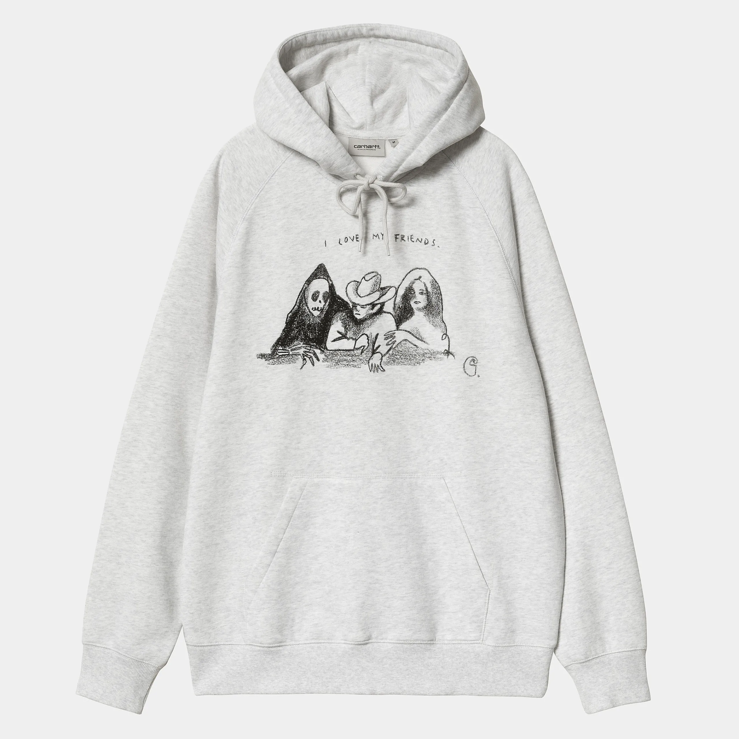 Sweats>Carhartt WIP Hooded Pepe Friends Sweat Ash Heather / Black