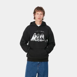 Sweats>Carhartt WIP Hooded Pepe Friends Sweat Black / White