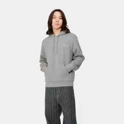 Sweats>Carhartt WIP Hooded Script Embroidery Sweat Grey Heather / White
