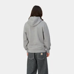 Sweats>Carhartt WIP Hooded Script Embroidery Sweat Grey Heather / White