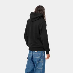 Sweats>Carhartt WIP Hooded Script Embroidery Sweat Black / White