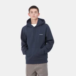 Sweats>Carhartt WIP Hooded Script Embroidery Sweat Air Force Blue / White