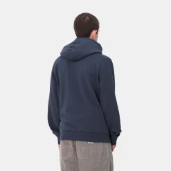 Sweats>Carhartt WIP Hooded Script Embroidery Sweat Air Force Blue / White
