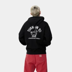 Sweats>Carhartt WIP Hooded Stamp Sweat Black / White