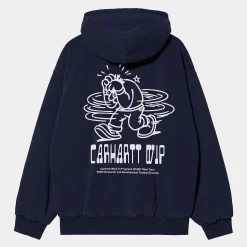 Sweats>Carhartt WIP Hooded Think Tank Sweat Jacket Blue / White