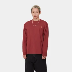 T-Shirts & Polos>Carhartt WIP L/S American Script T-Shirt Tuscany