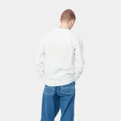 T-Shirts & Polos>Carhartt WIP L/S American Script T-Shirt White