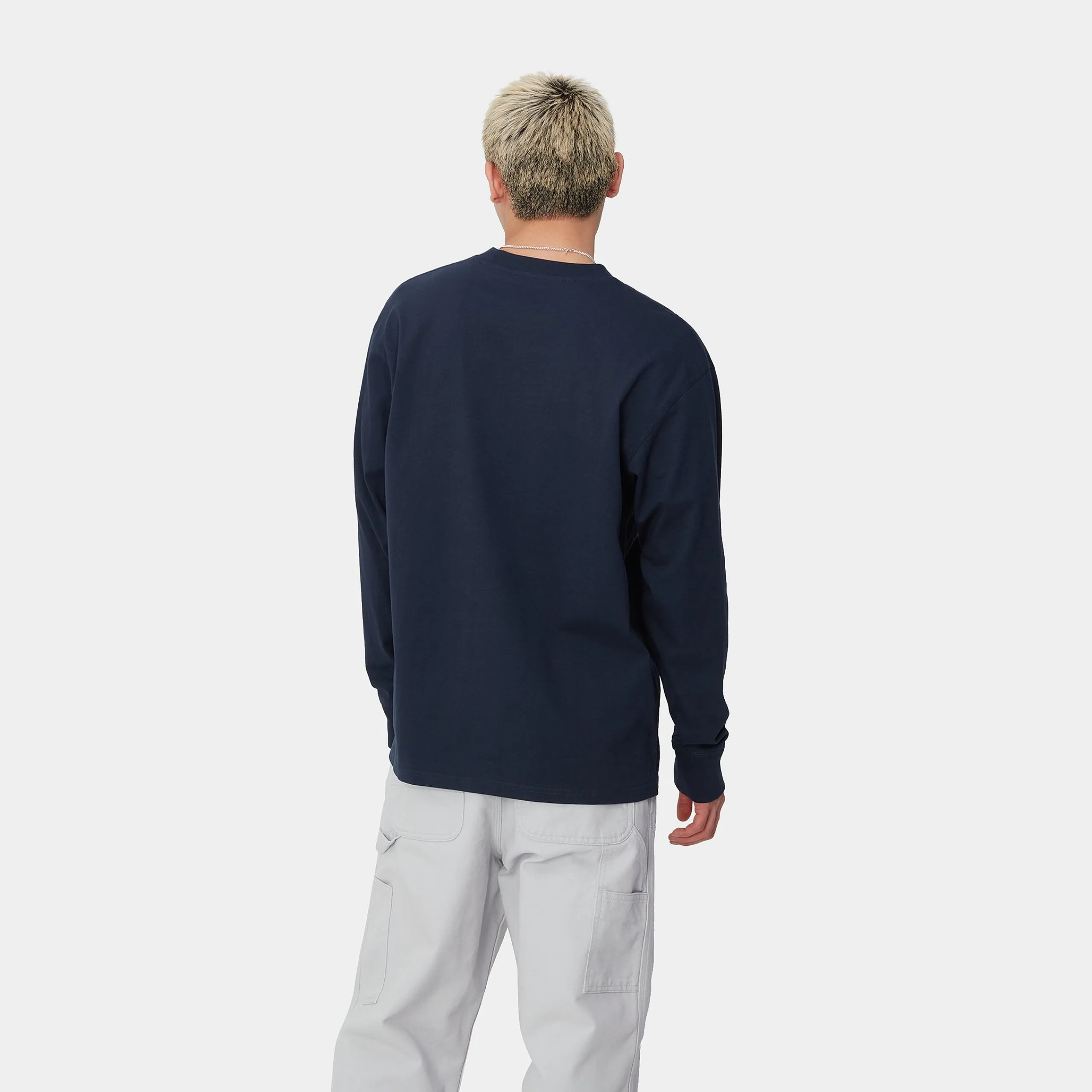 T-Shirts & Polos>Carhartt WIP L/S American Script T-Shirt Air Force Blue