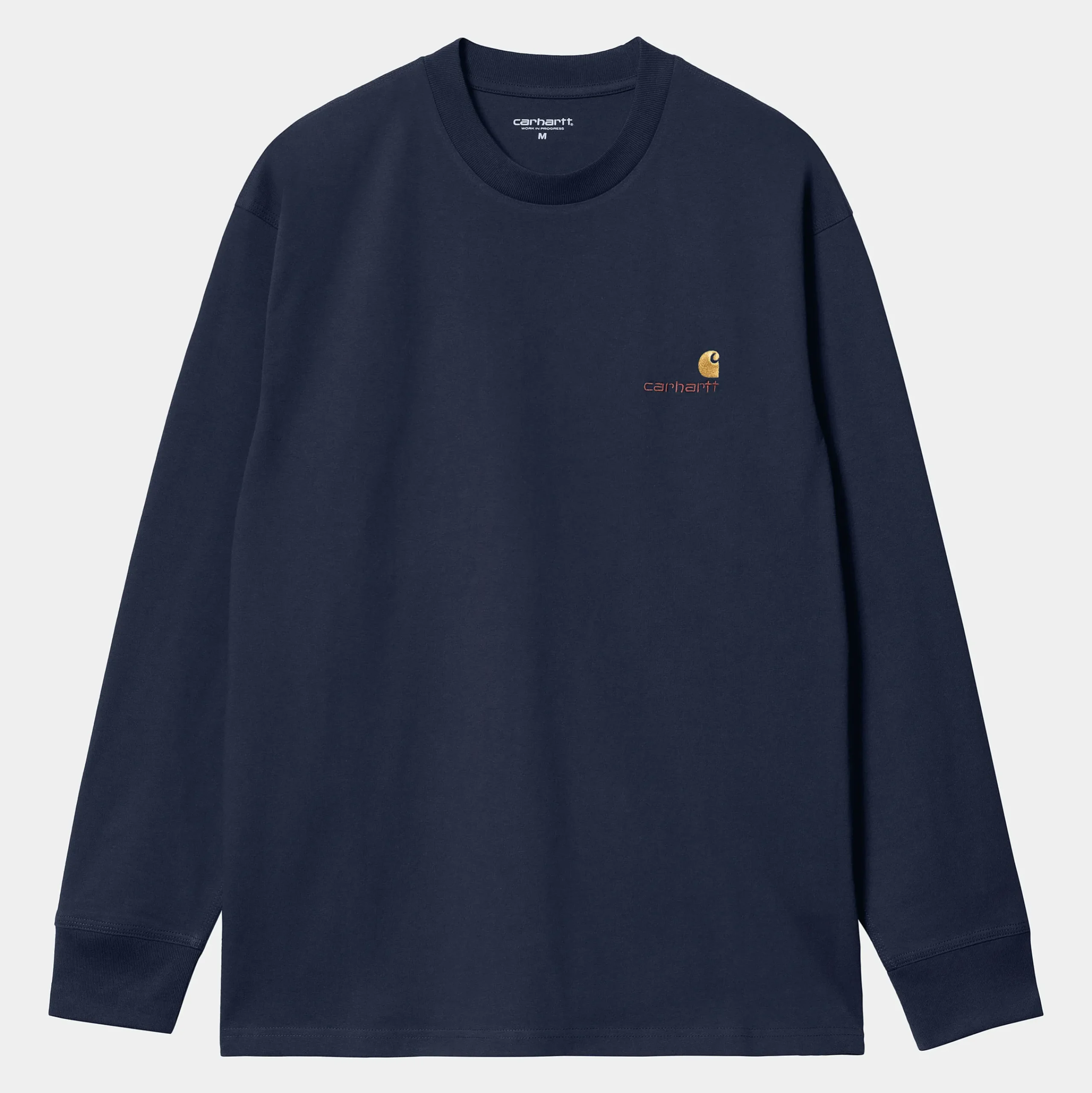 T-Shirts & Polos>Carhartt WIP L/S American Script T-Shirt Air Force Blue