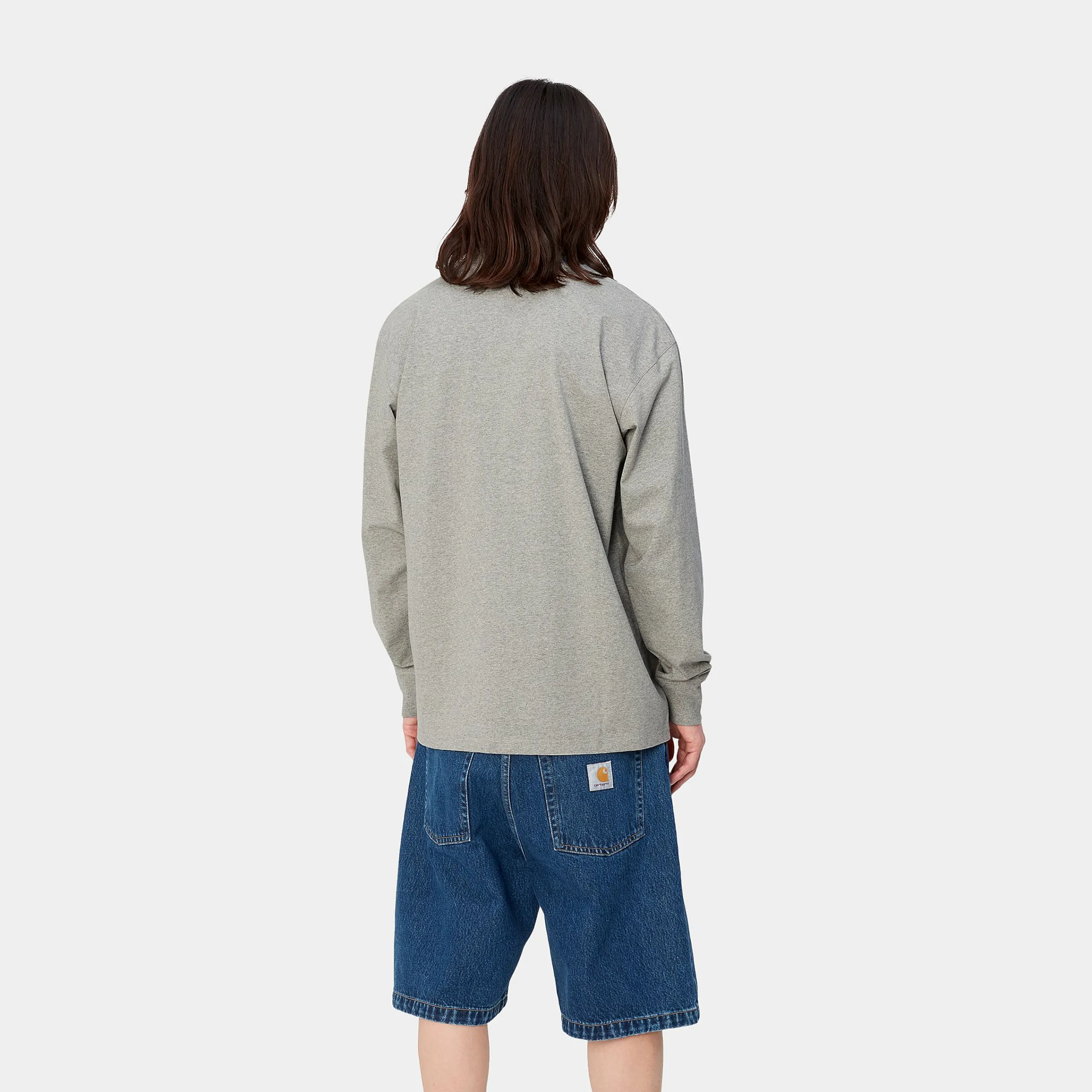 T-Shirts & Polos>Carhartt WIP L/S American Script T-Shirt Grey Heather
